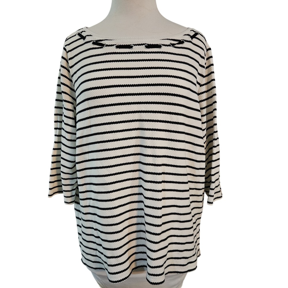 Talbots Plus Size Striped Sweater Women's Size‎ 2XP 100% Cotton